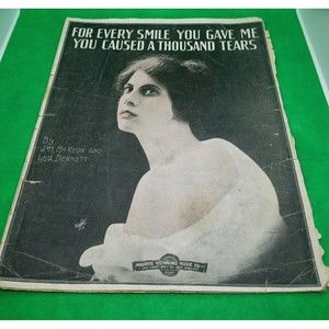 For Every Smile You Gave Me Tears Sheet Music Piano McKeon Antique 1915 A34